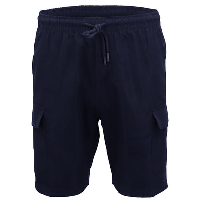 Men's Cargo Shorts 4 Pockets Cascual Work Trousers Active Pants Elastic Waist, Navy, XS