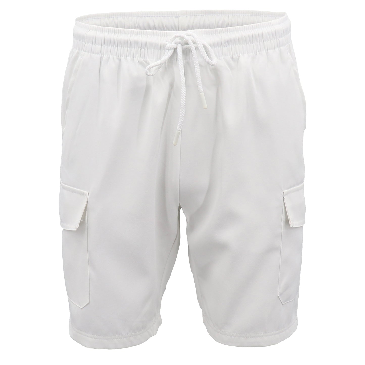 Men's Cargo Shorts 4 Pockets Cascual Work Trousers Active Pants Elastic Waist, White, M