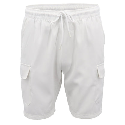 Men's Cargo Shorts 4 Pockets Cascual Work Trousers Active Pants Elastic Waist, White, 3XL