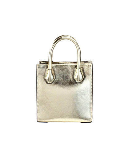 Michael Kors Women's Mercer XS Pale Gold Metallic North South Shopper Crossbody Bag - One Size