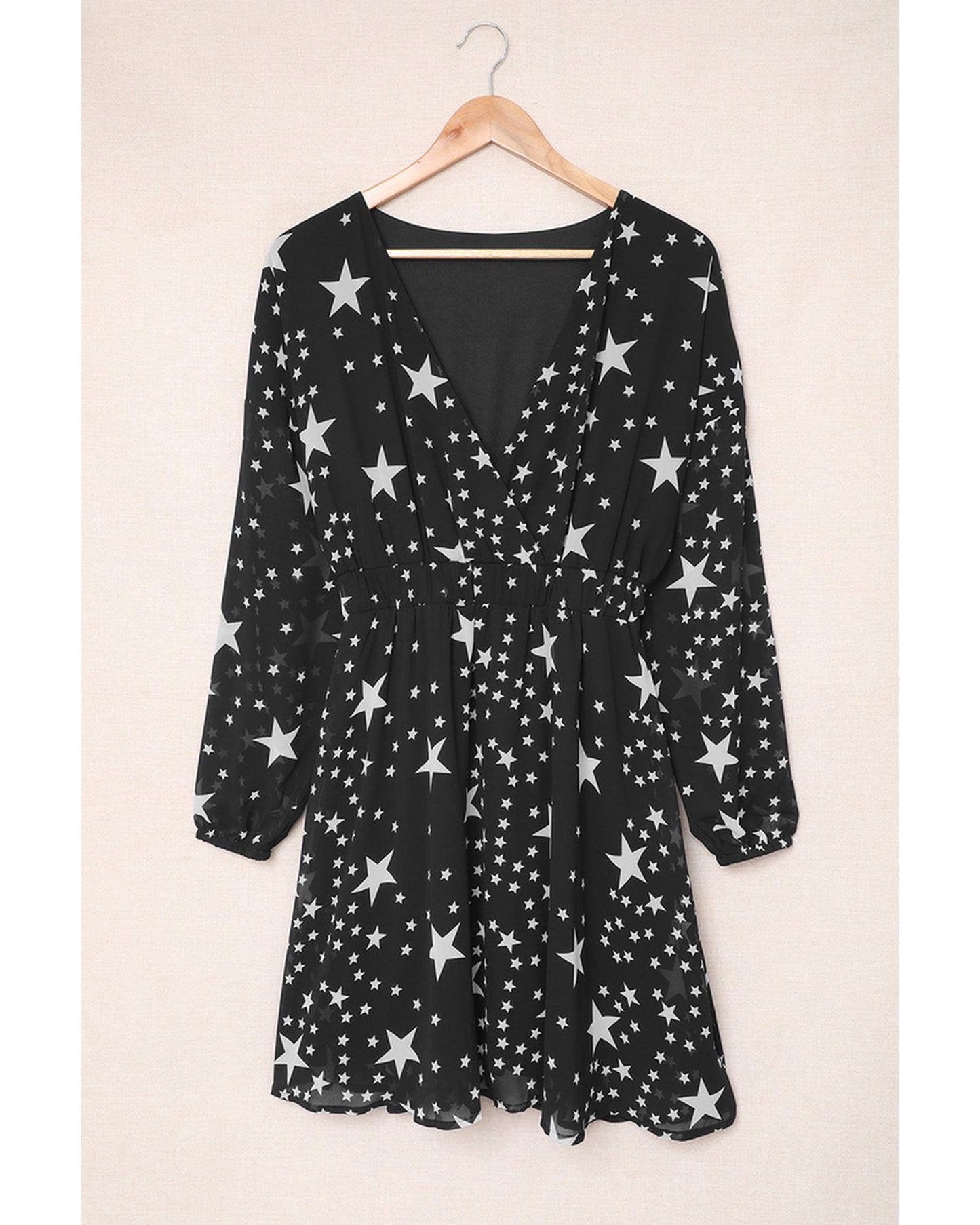 Azura Exchange Star Pattern V Neck Tunic Dress - S