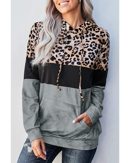 Azura Exchange Leopard Colorblock Hoodie - M