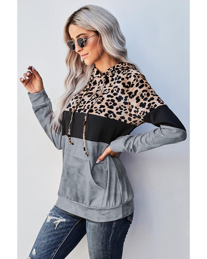 Azura Exchange Leopard Colorblock Hoodie - M