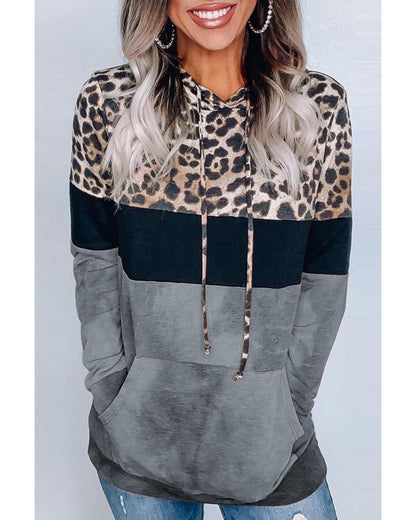 Azura Exchange Leopard Colorblock Hoodie - M