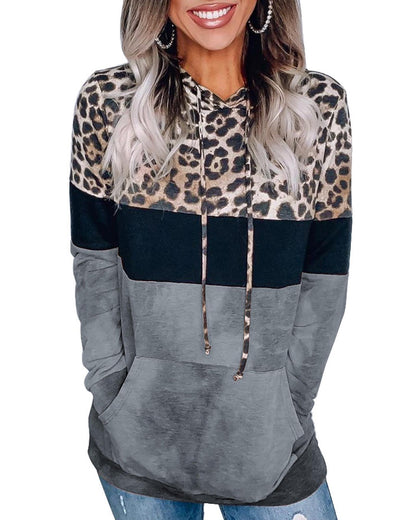 Azura Exchange Leopard Colorblock Hoodie - S