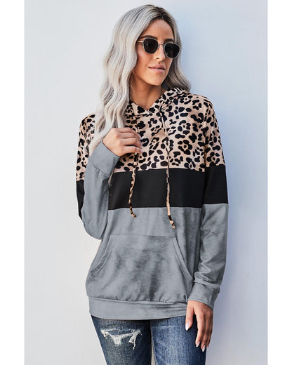 Azura Exchange Leopard Colorblock Hoodie - XL