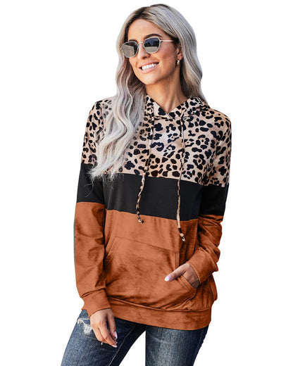 Azura Exchange Leopard Tie Dye Colorblock Hoodie - L