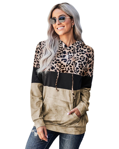 Azura Exchange Leopard Tie Dye Colorblock Hoodie - L