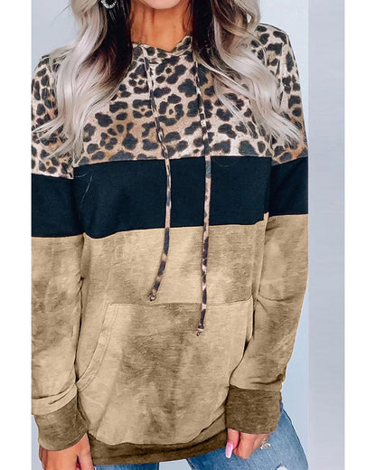 Azura Exchange Leopard Tie Dye Colorblock Hoodie - M