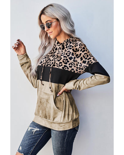 Azura Exchange Leopard Tie Dye Colorblock Hoodie - M