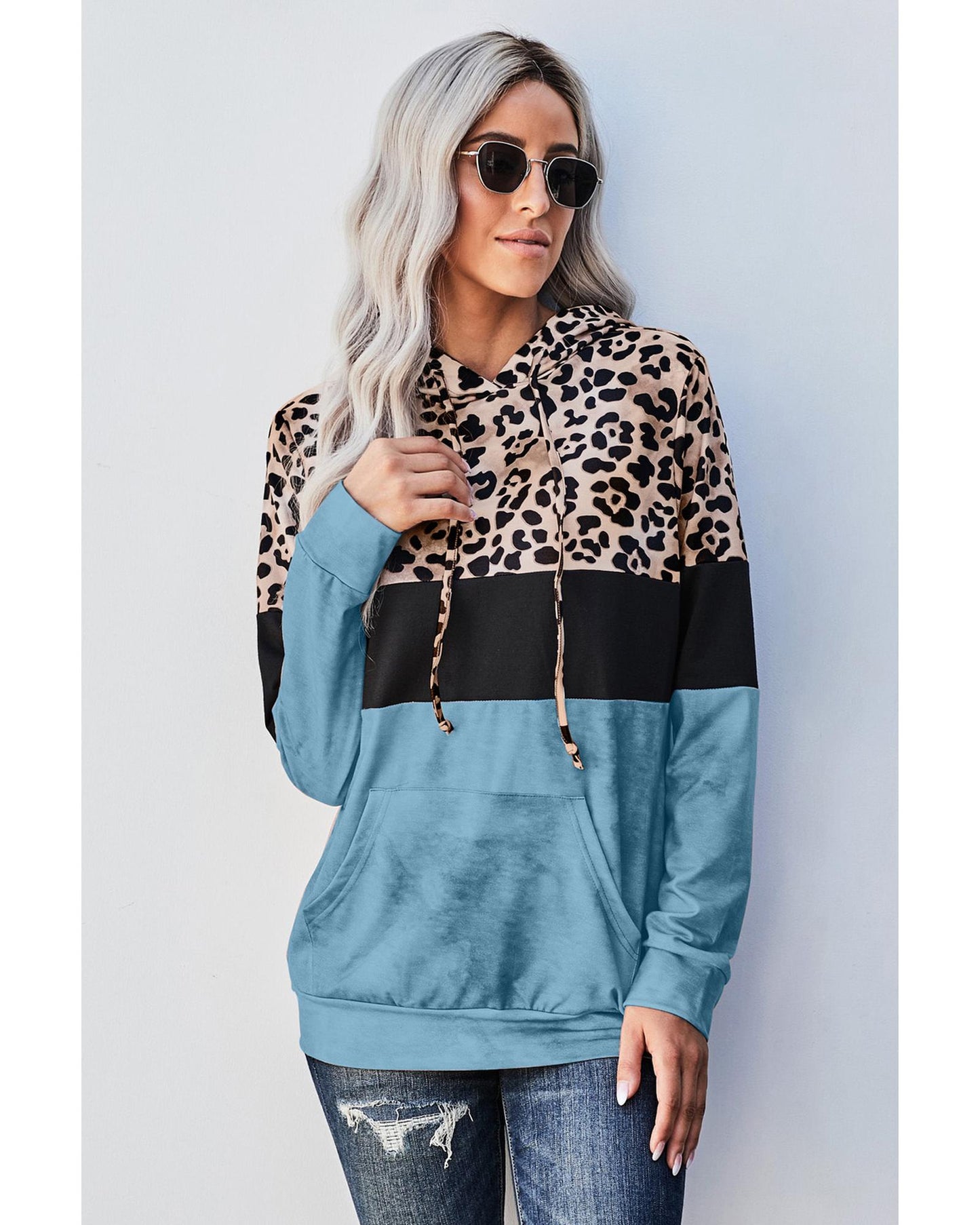 Azura Exchange Leopard Colorblock Hoodie - 2XL