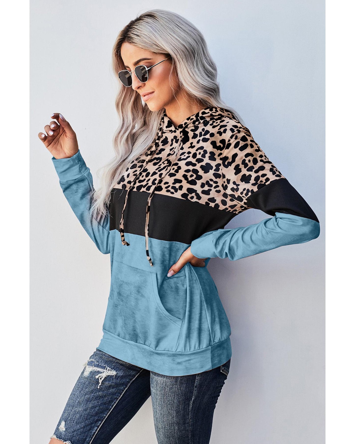 Azura Exchange Leopard Colorblock Hoodie - 2XL