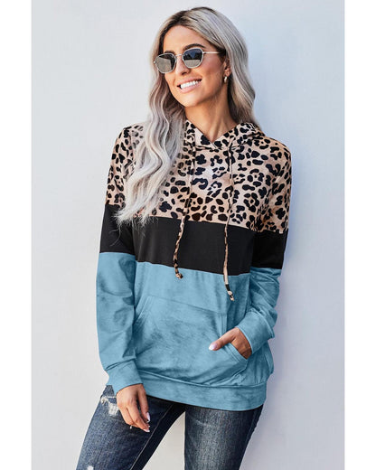 Azura Exchange Leopard Colorblock Hoodie - M