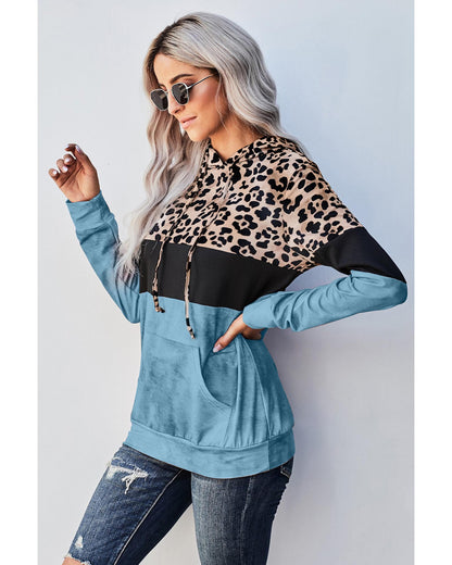 Azura Exchange Leopard Colorblock Hoodie - XL