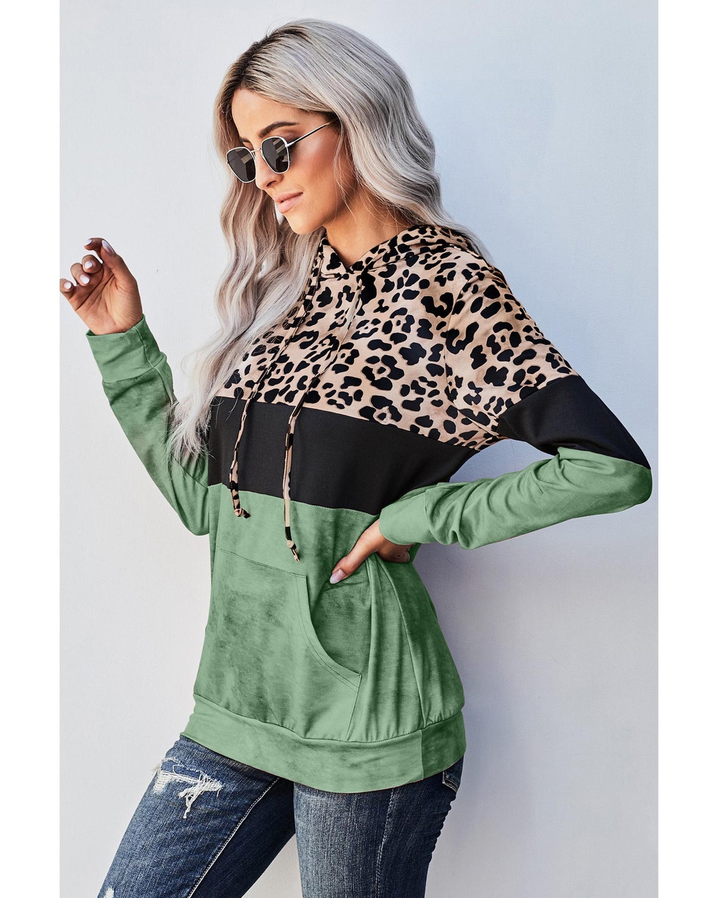 Azura Exchange Leopard Colorblock Hoodie - 2XL