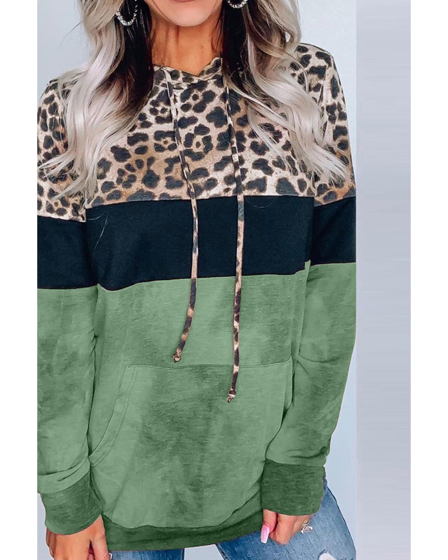 Azura Exchange Leopard Colorblock Hoodie - 2XL