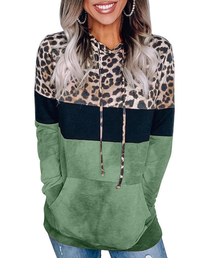 Azura Exchange Leopard Colorblock Hoodie - L