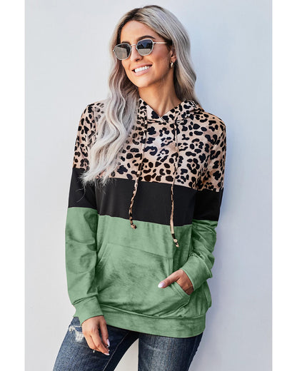 Azura Exchange Leopard Colorblock Hoodie - L