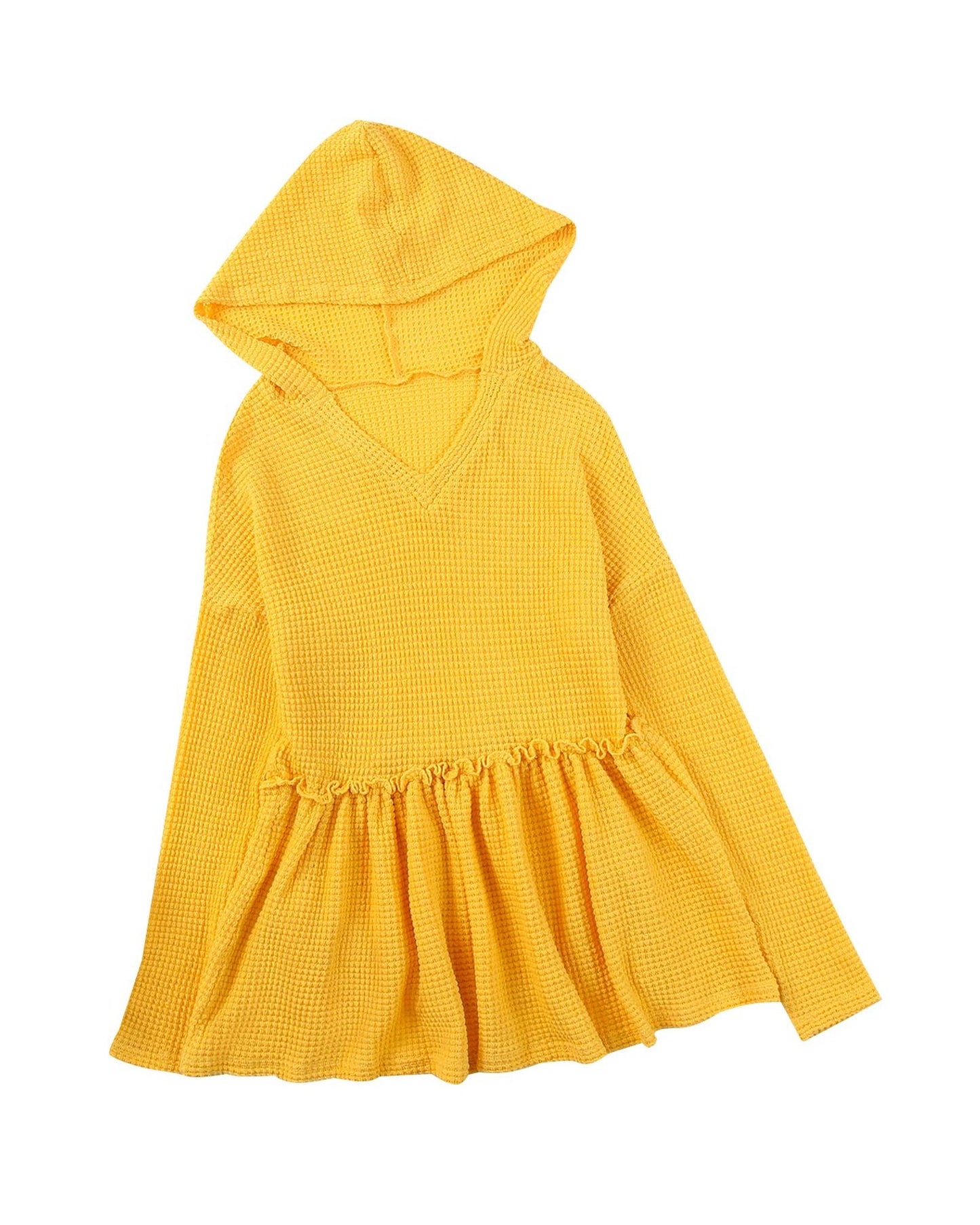 Azura Exchange Hooded Flowy Top with Frill - L