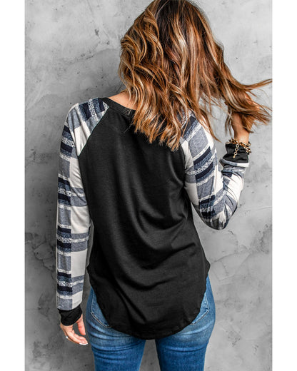 Azura Exchange Plaid Long Sleeves Pullover Top - M