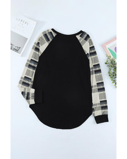 Azura Exchange Plaid Long Sleeves Pullover Top - M