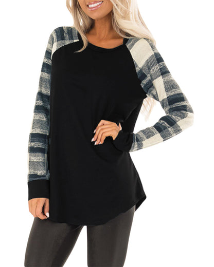 Azura Exchange Plaid Long Sleeves Pullover Top - M