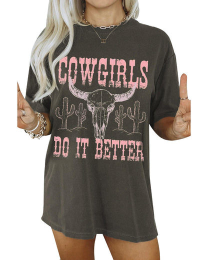 Azura Exchange COWGIRLS DO IT BETTER Graphic Print Oversized T Shirt - XL