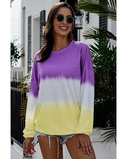 Azura Exchange Color Block Tie Dye Pullover Sweatshirt - L