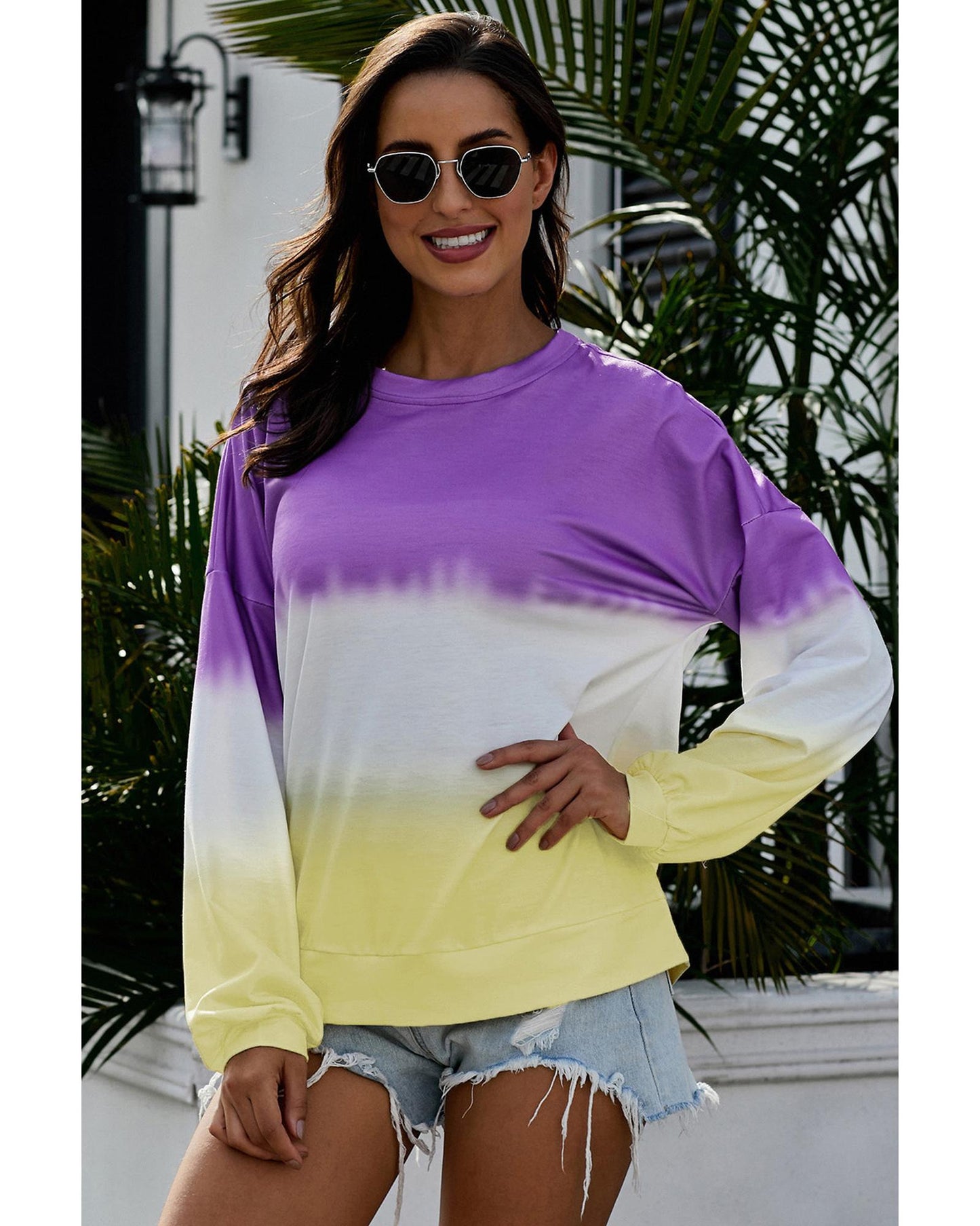 Azura Exchange Color Block Tie Dye Pullover Sweatshirt - L