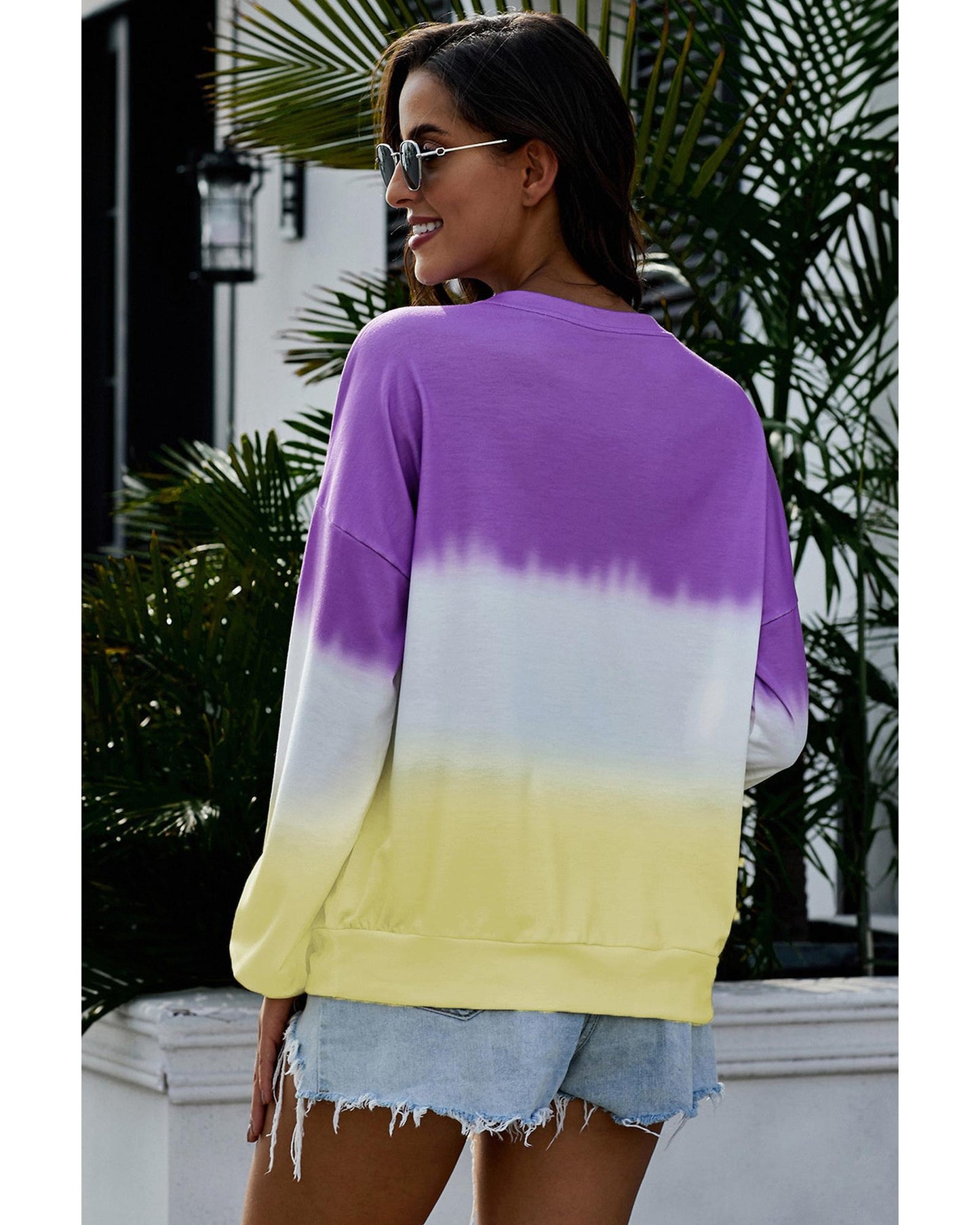 Azura Exchange Color Block Tie Dye Pullover Sweatshirt - L