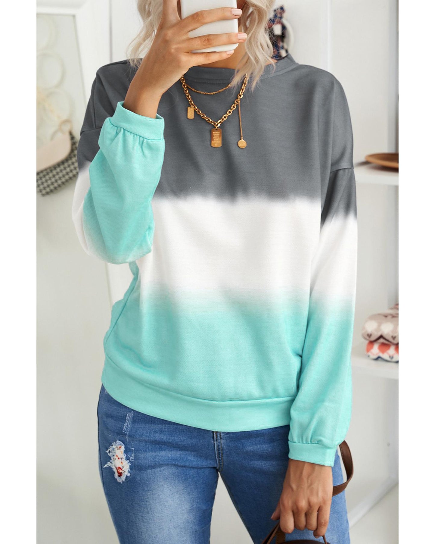 Azura Exchange Color Block Tie Dye Sweatshirt - L