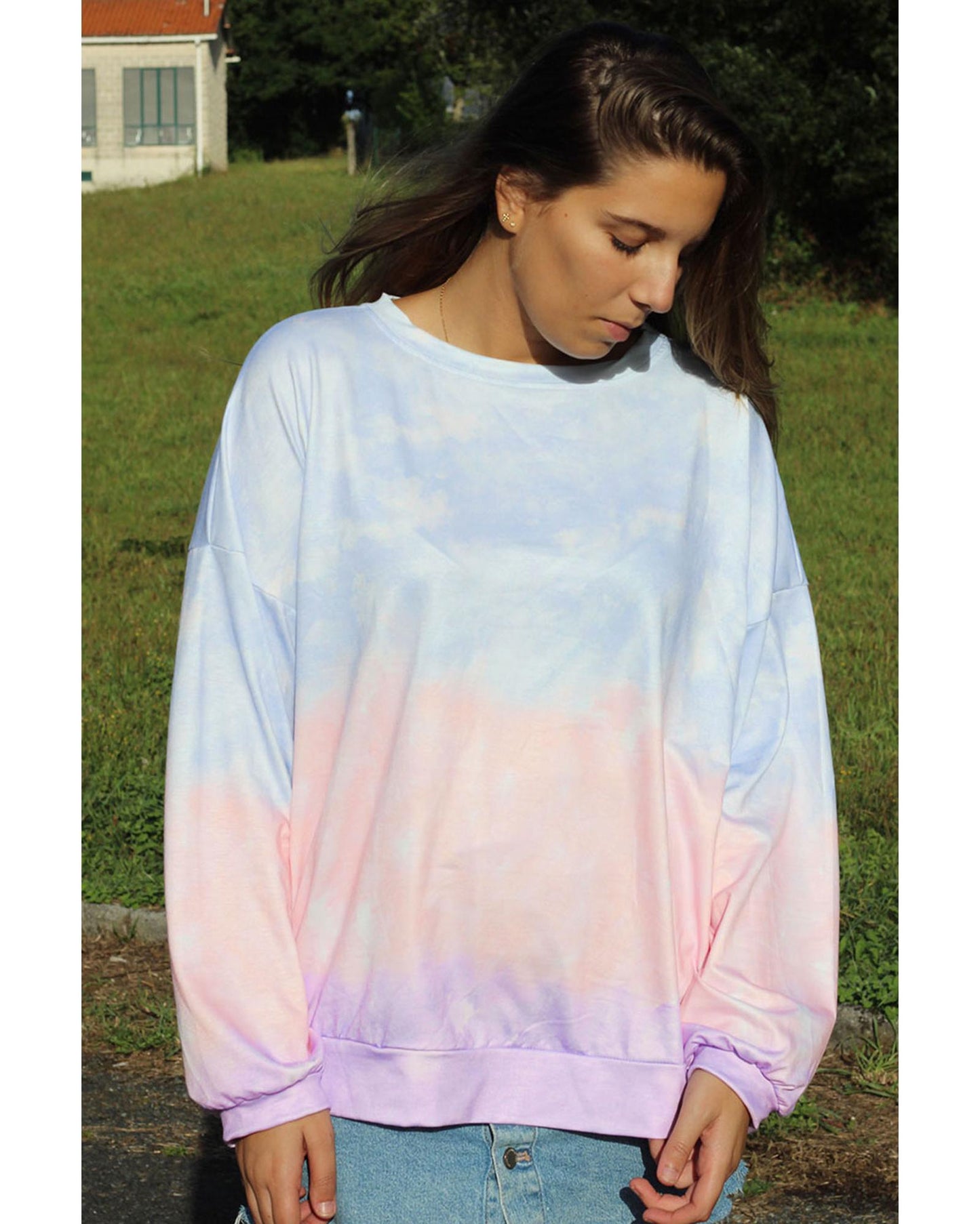 Azura Exchange Color Block Tie Dye Pullover Sweatshirt - M