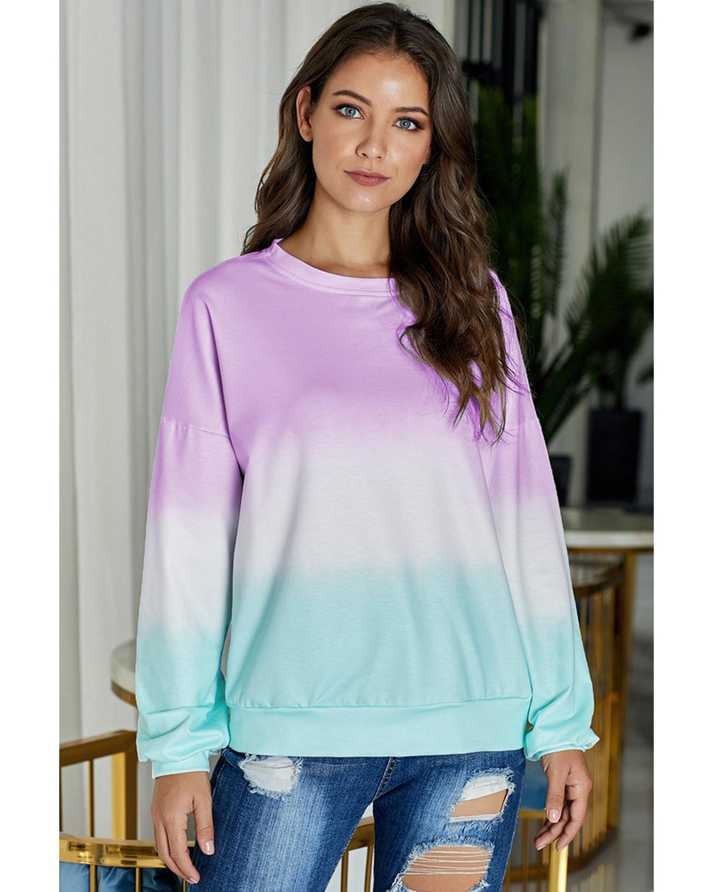 Azura Exchange Color Block Tie Dye Pullover Sweatshirt - M