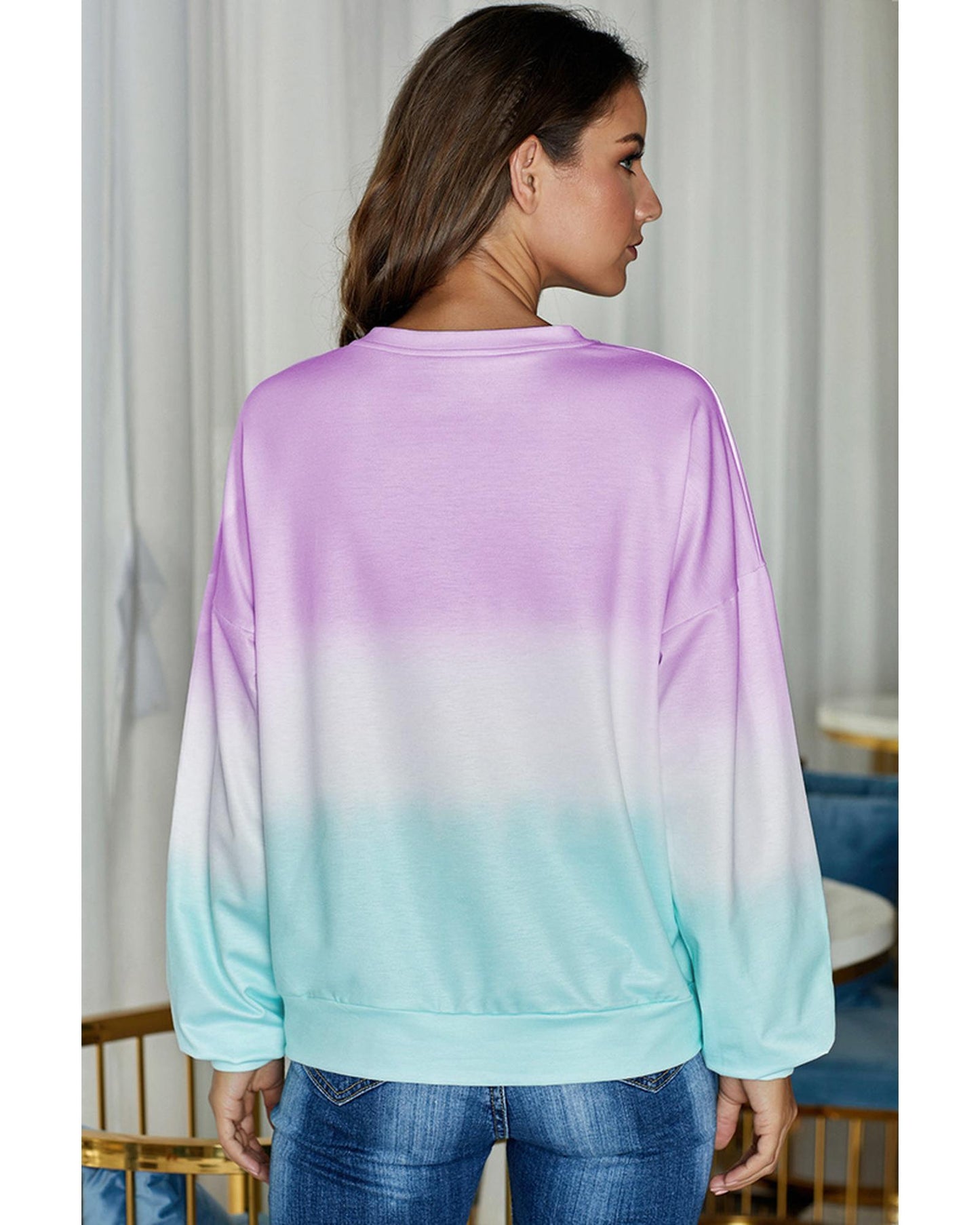 Azura Exchange Color Block Tie Dye Pullover Sweatshirt - S