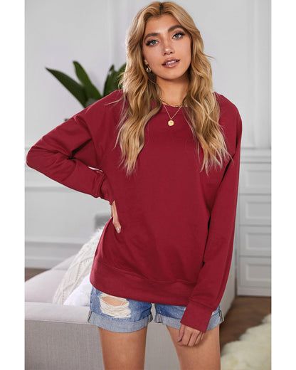 Azura Exchange Solid Crew Neck Pullover Sweatshirt - S