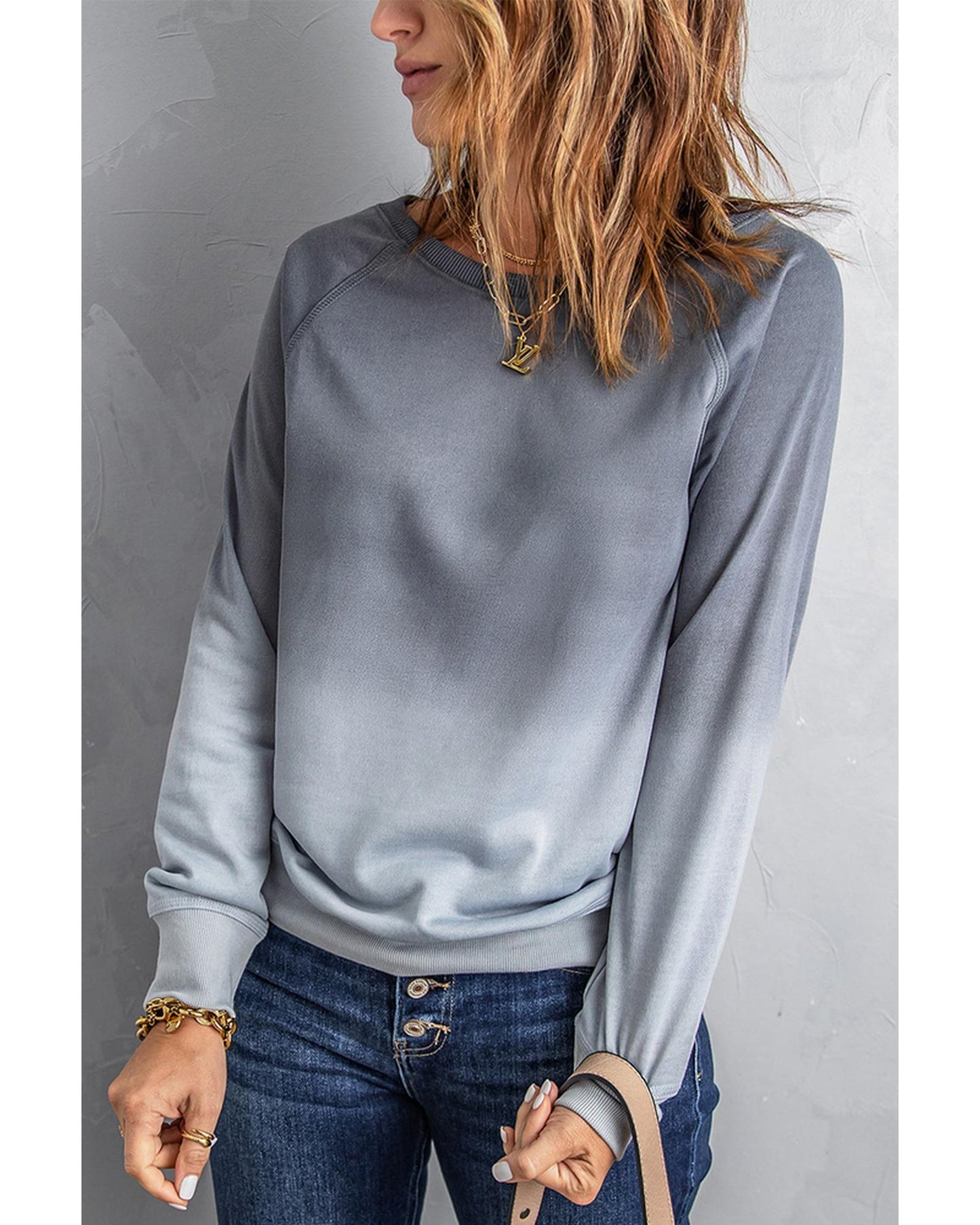 Azura Exchange Ombre Crewneck Long Sleeve Sweatshirt - L