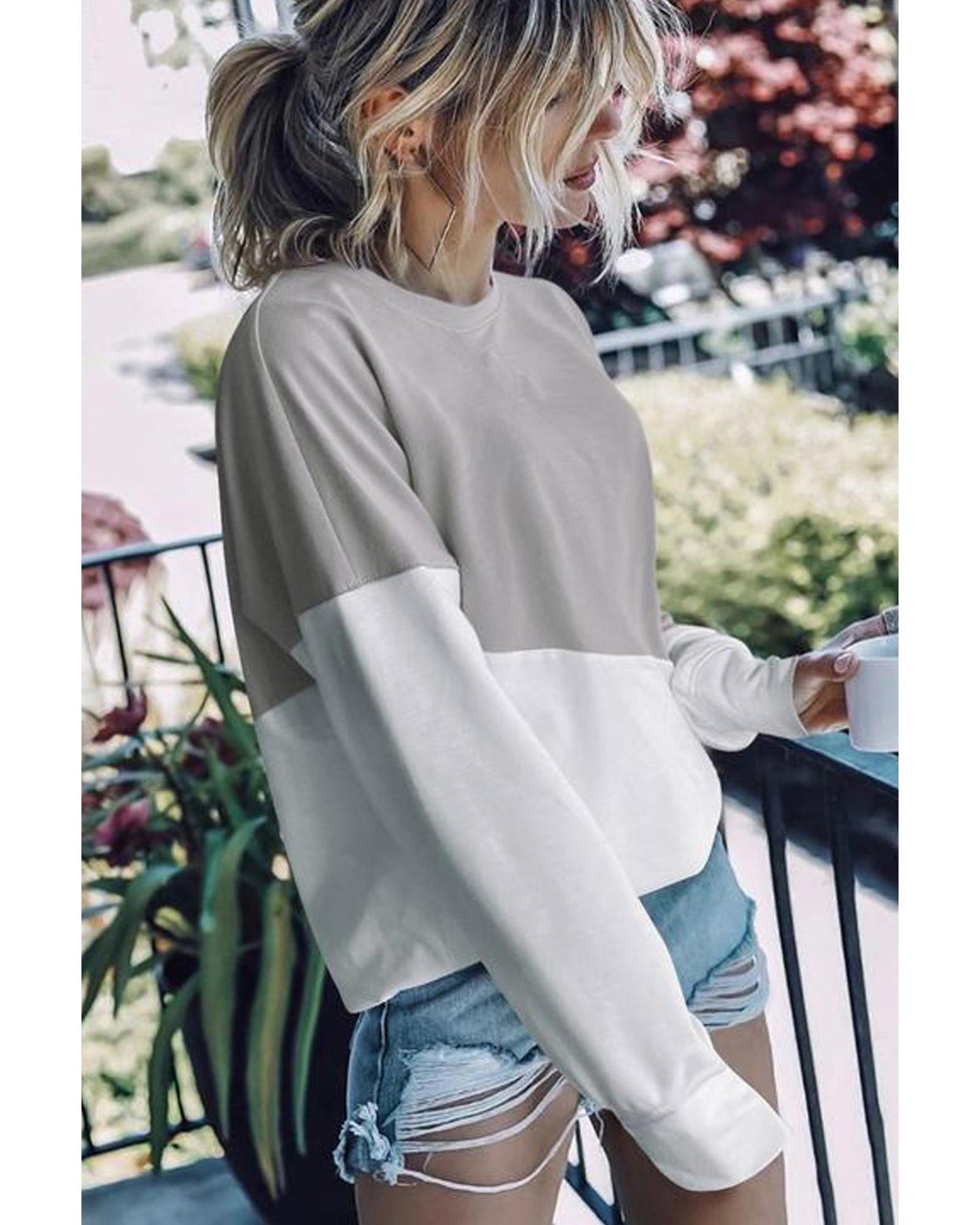 Azura Exchange Patchwork Dropped Shoulder Sweatshirt - L