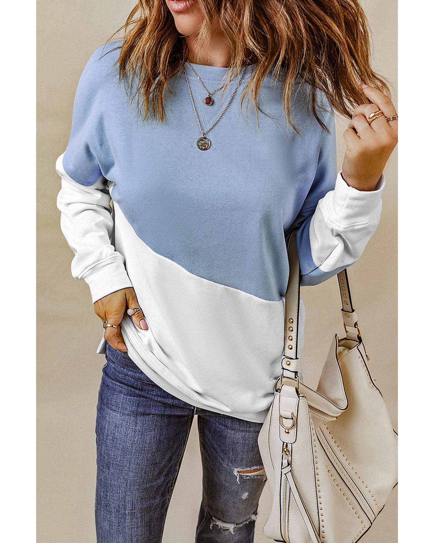 Azura Exchange Patchwork Dropped Shoulder Sweatshirt - M