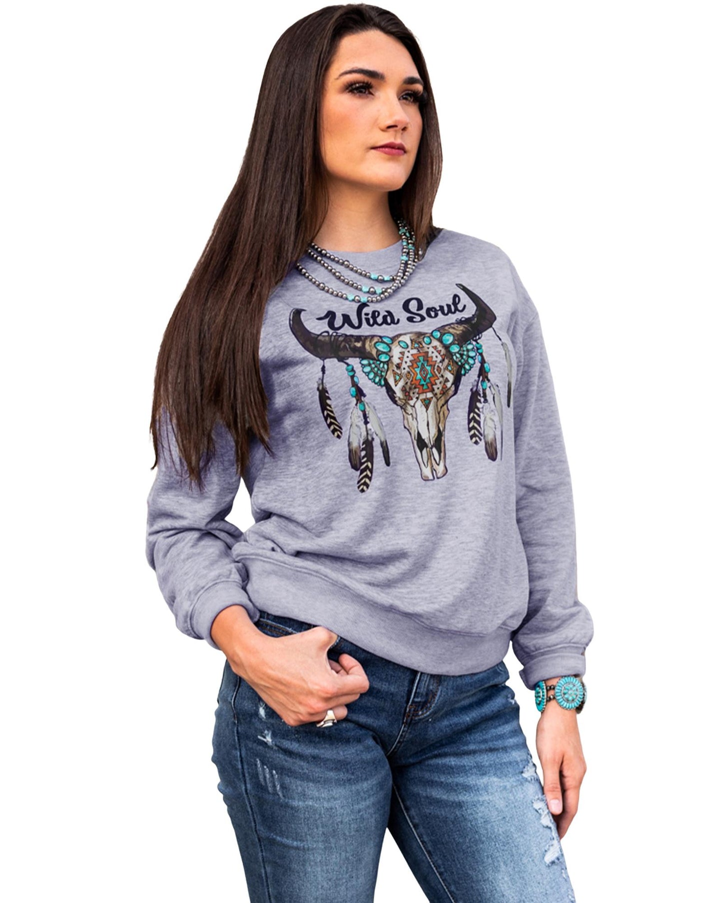 Azura Exchange Wild Soul Western Graphic Print Sweatshirt - 2XL