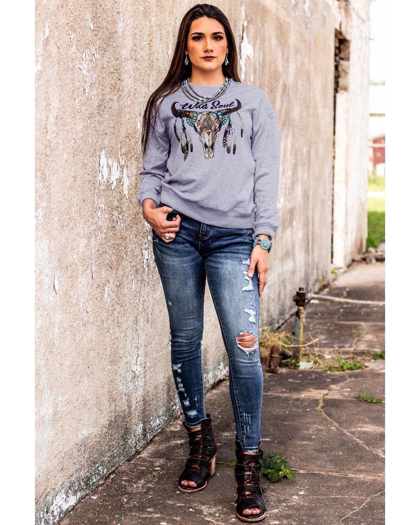 Azura Exchange Wild Soul Western Graphic Print Sweatshirt - 2XL