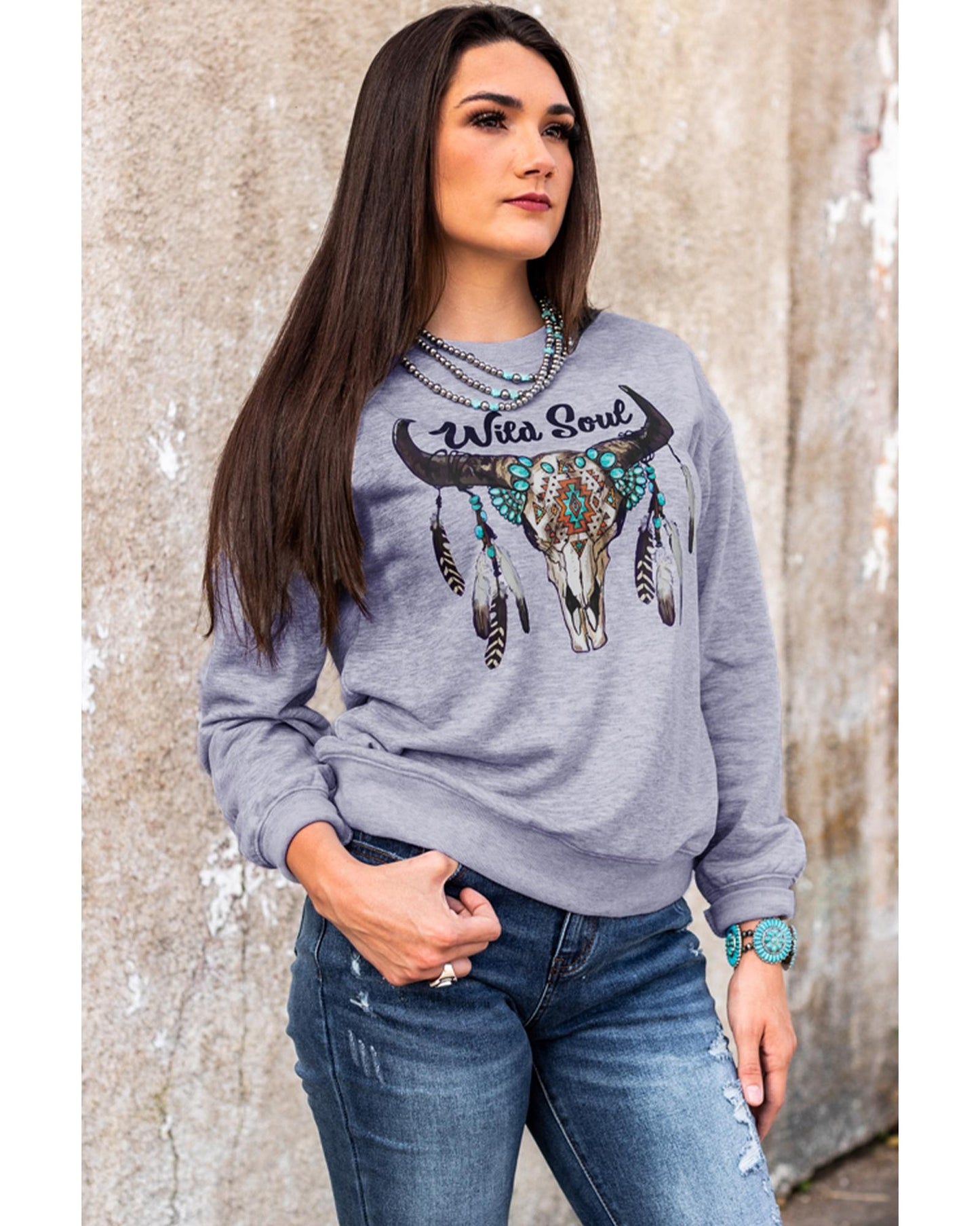 Azura Exchange Wild Soul Western Graphic Print Sweatshirt - 2XL