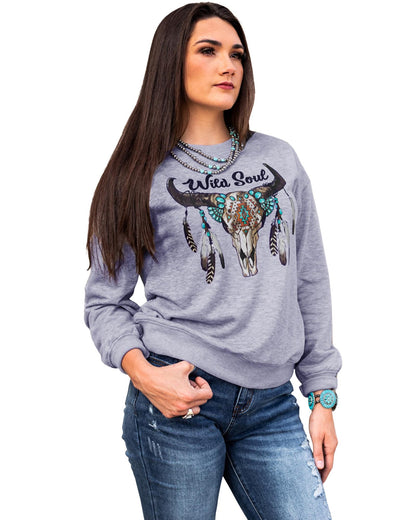 Azura Exchange Wild Soul Western Graphic Print Sweatshirt - L