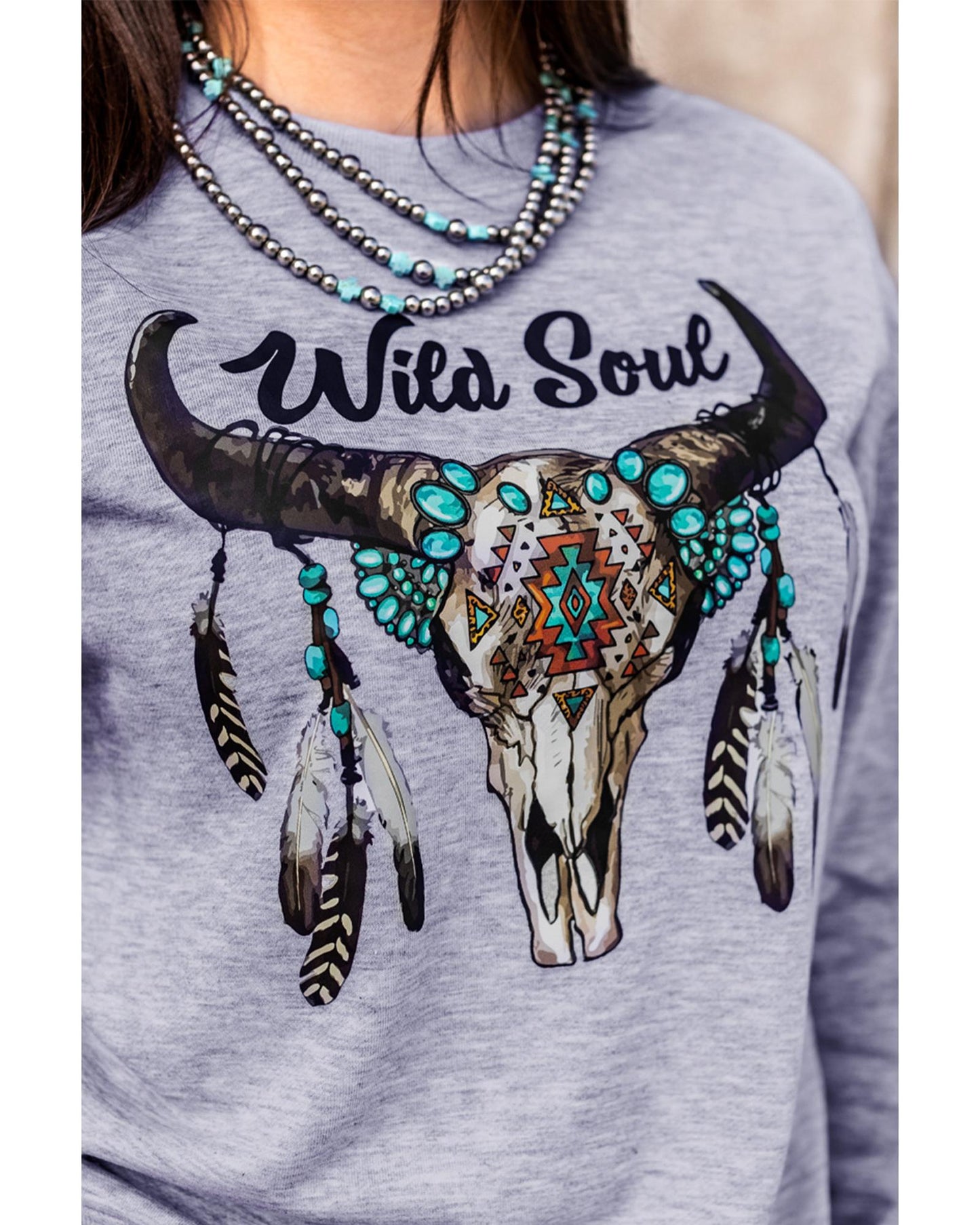 Azura Exchange Wild Soul Western Graphic Print Sweatshirt - S