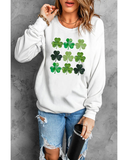 Azura Exchange Clover Print Long Sleeve Sweatshirt - 2XL