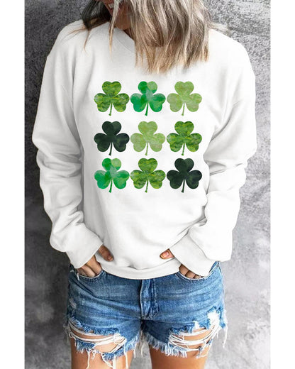 Azura Exchange Clover Print Long Sleeve Sweatshirt - M