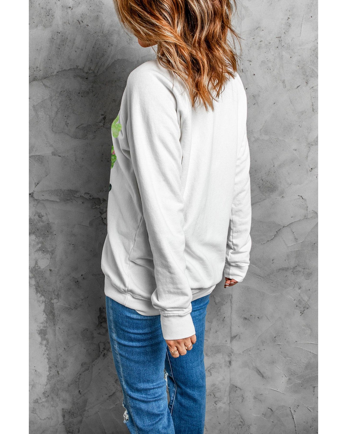 Azura Exchange Clover Print Long Sleeve Sweatshirt - M