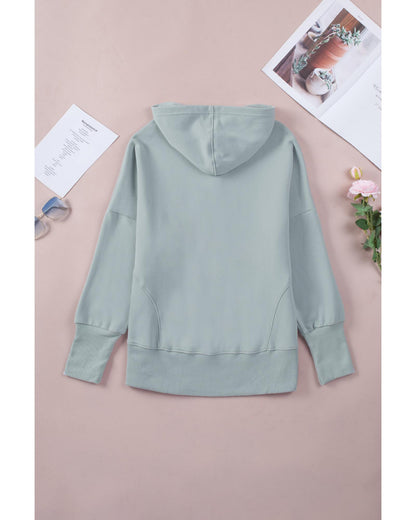 Azura Exchange Batwing Sleeve Pocketed Henley Hoodie - L