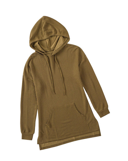 Azura Exchange Ribbed Drawstring Hoodie with Kangaroo Pocket - 2XL