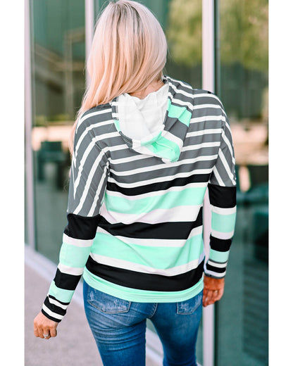 Azura Exchange Striped Drawstring Long Sleeve Hoodie - L