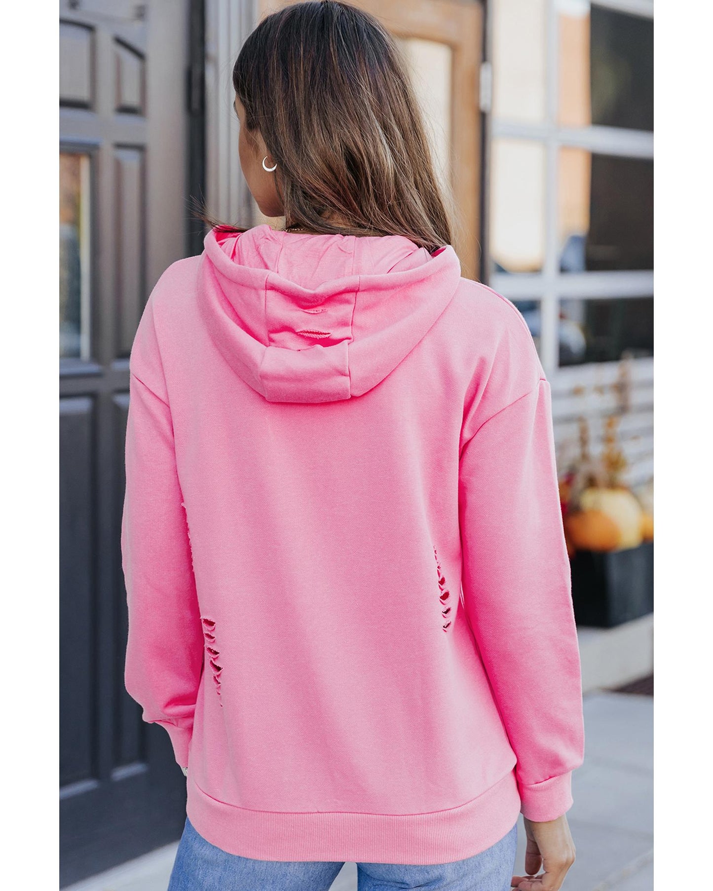 Azura Exchange Ripped Hooded Sweatshirt with Kangaroo Pocket - 2XL